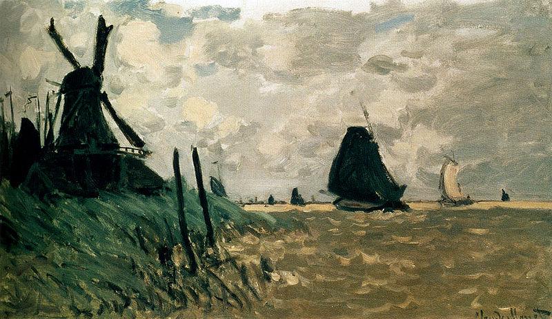 Claude Monet A Windmill Near Zaandam Germany oil painting art